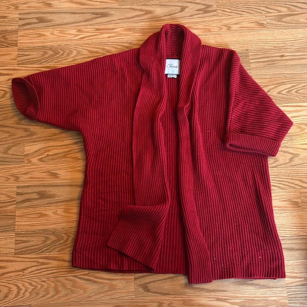 Chaus red short sleeve open sweater XL